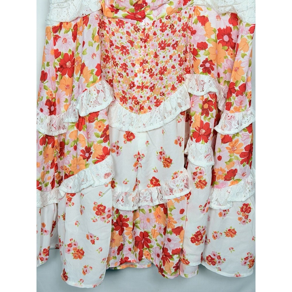 Altar'd State Aderny Floral Patchwork Mini Dress XL Cottagecore Coquette Lace - Picture 10 of 16